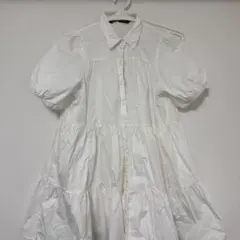 ZARA ホワイト ティアード ミニワンピース 半袖