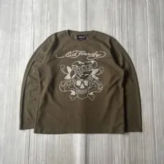 Ed Hardy サーマル ロンT カットソー XL 短丈 スカル 迷彩 y2kのサムネイル