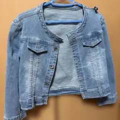 ライトブルー クロップド デニムジャケット