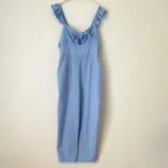 ZARA ザラ フリルストラップ オールインワン サロペット ブルー XS