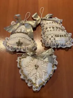 クリスマスビーズ刺繍オーナメント3個セット