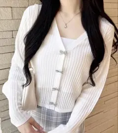 リボンボタンシアーニットカーディガン INGNI