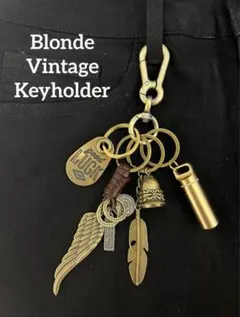 キーホルダー　カラビナ　ゴールド　ブロンド　ヴィンテージ　グッドラック　アメカジ