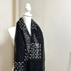 ヒロココシノ　黒いドットステッチのストールのサムネイル