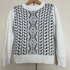 GLOBAL WORK 幾何学模様ニットセーター Lサイズ