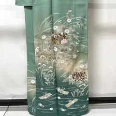 D714 訪問着 鈴乃屋 螺鈿細工 正絹 着物 袷 しつけ糸付き未使用極美品