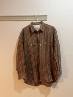 ストライプデザイン 長袖シャツ ブラウン系