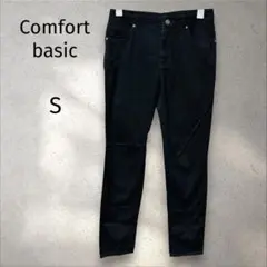 コンフォートベーシック＊ ブラックパンツ【S】スキニー　ストレッチ　黒　無地