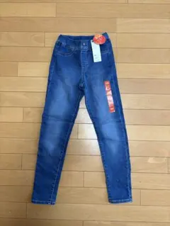 新品 GU デニムパンツ 140 裏起毛 スキニージーンズ キッズ