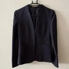 オリヒカ 洗えるストレッチ 紺 ノーカラージャケット S