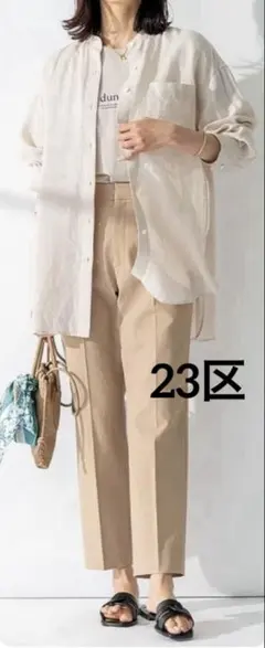 23区LIBECO バンドカラー ビッグシルエット シャツ - メルカリ