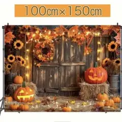 くハロウィン　かぼちゃ　ひまわり　布　背景　撮影　フォトブース　トリミング　秋