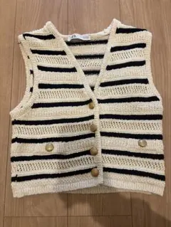 ZARA ストライプ ニットベスト Sサイズ