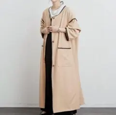 Aunt Marie's ノーカラーパイピングトレンチコート