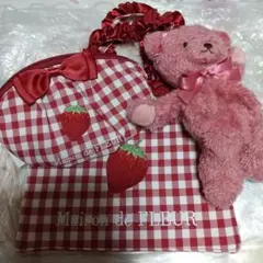 メゾンドフルール　 イチゴシリーズミニトートバッグ　ポーチ ぴんくまにあポーチ