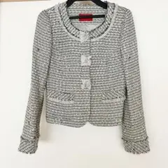 アプワイザーリッシェ★ノーカラーツイードジャケット　Sサイズ　卒業式　入学式