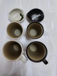 湯呑み、小皿、 マグカップ 、各2個 白黒