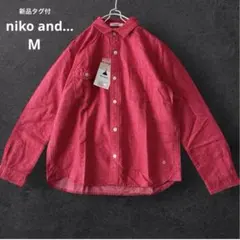 新品タグ付　ニコアンド ボタンシャツ レッド 赤 M 綿　パラシュートボタン