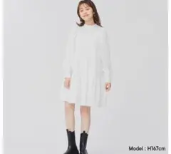 GU ボリュームスリーブティアードワンピース(長袖)
