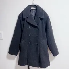 ピーコート　ウールコート　ブラック　黒　ベルト付き　ジャケット