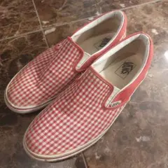 VANS 赤白ギンガムチェック スリッポン中古品