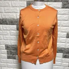 極美品【23区】長袖カーディガンMオレンジシルク89%柔らかな肌触り大人上品軽い