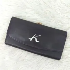 kitamura キタムラ　がま口長財布　本革　レザー　パープル