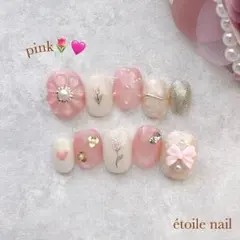 ネイルチップ サイズ変更 ぷっくりフラワー ニュアンス 花柄 落書き 春 淡色