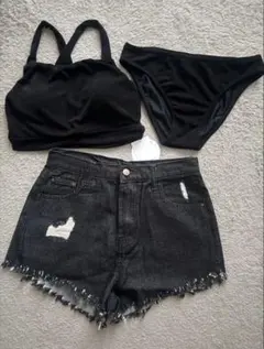 DEFIANCE ディファイアンス 3点セット水着 レデイース ブラック