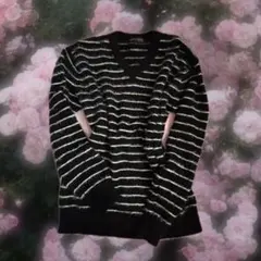 平成00sマクブリングy2kボーダー柄ロンT長袖 モヘアネック