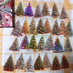 nene様 クリスマスツリーの箔押しコラージュステッカー 28枚