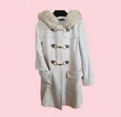 ファー付き　ダッフルコート　レッセパッセ　レディース　白　ベージュ　ウール