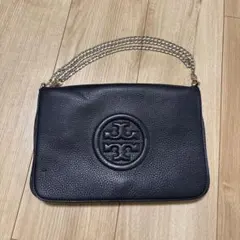 Tory Burch ブラックレザー ショルダークラッチバック 2way