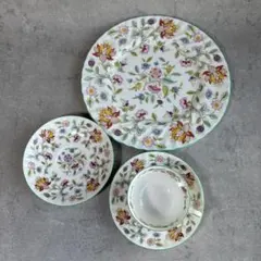 英国製】ミントン ハドンホール 4点セット（カップ1点ソーサー２枚プレート1枚）