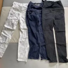 マタニティパンツ セット ホワイト デニム ブラック
