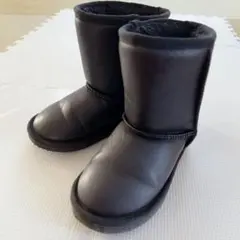 子供靴キッズ男女兼用◇サイズ17㎝ムートンブーツ合皮レザー調長靴