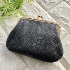 がま口財布 財布 ポーチ コンパクト 小物入れ カード収納 高級感 ブラック 黒