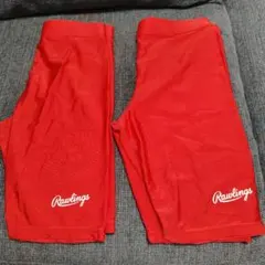 ローリングス製　アシックス　赤スパッツ　光沢感あり　2枚セット