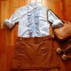 ZARA WOMAN シャーリングストライプ七分袖シャツ