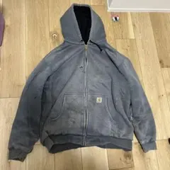 Carhartt グレー フルジップパーカー鬼フェード　サンフェードペイントボロ