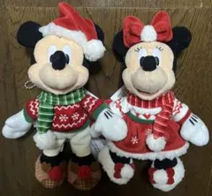 ディズニークリスマス2024 ミッキーマウス ミニーマウス ぬいぐるみバッジ