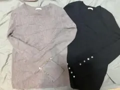 GU リブニットボタンスリーブプルオーバー　S 2点セット