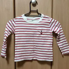 赤と白のストライプ長袖Tシャツ　ロンT