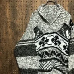 長袖ニット　ショールカラー　グレー　XL NC242