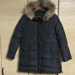 tomadomart ブラック ラクーンファー付きフード ダウンジャケット