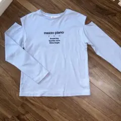 《美品》メゾピアノ　肩出しロゴトップス　ブルー　140センチ　今すぐ使える◎