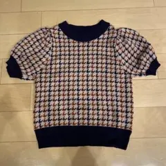 チェック柄 半袖ニット Sサイズ