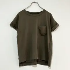 n1281【デッサン】ポケットTシャツ カーキ コットン100% サイズ1のサムネイル