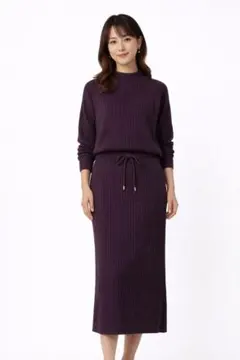 ✨美品✨ パープル ニットワンピース ロング きれいめ