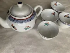 NARUMI ナルミ鳴海製陶　唐子ティーポット急須　湯呑み小茶器4客　箱なし